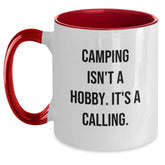 Camping Enthusiast Gifts from Men to Camping Friends, Funny Two Tone Coffee Mug, Christmas Unique Presents for Camping Lovers - Main